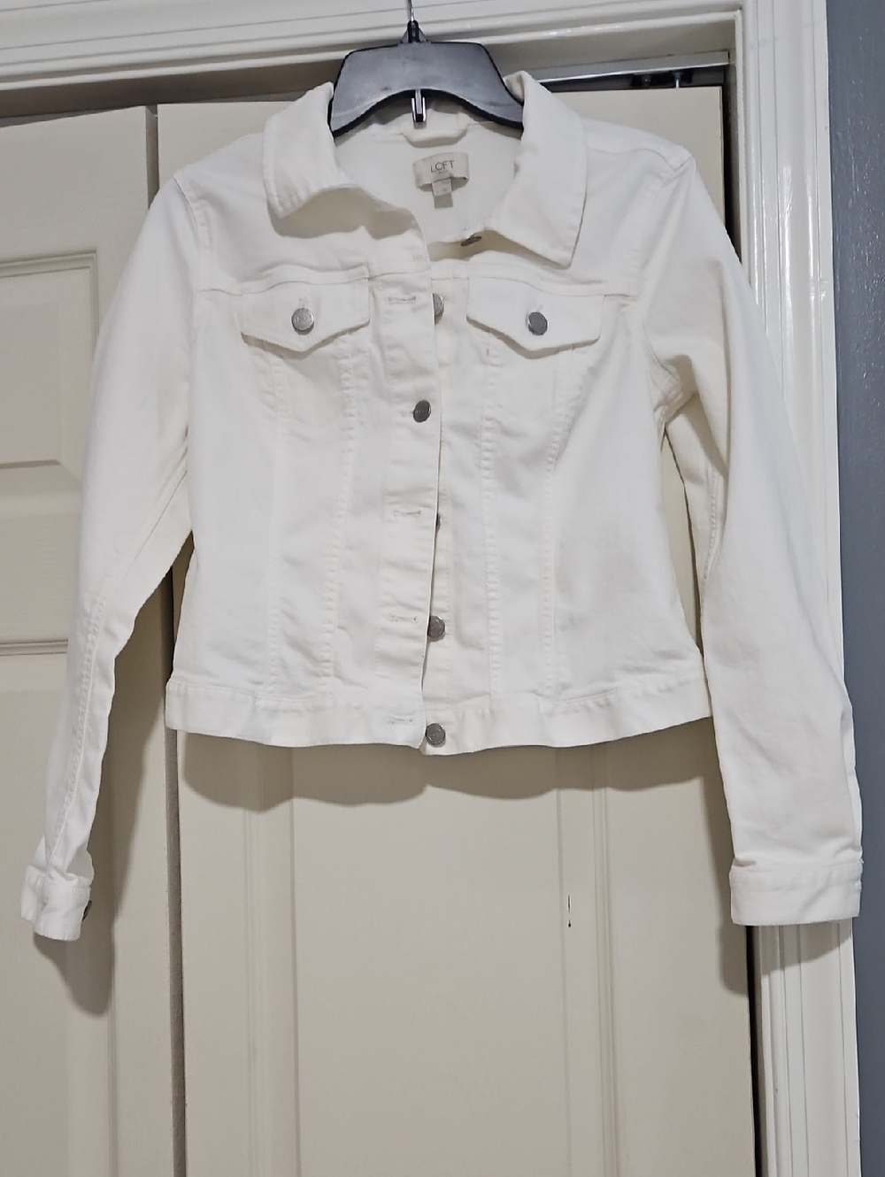 LOFT White Cropped Denim Jacket